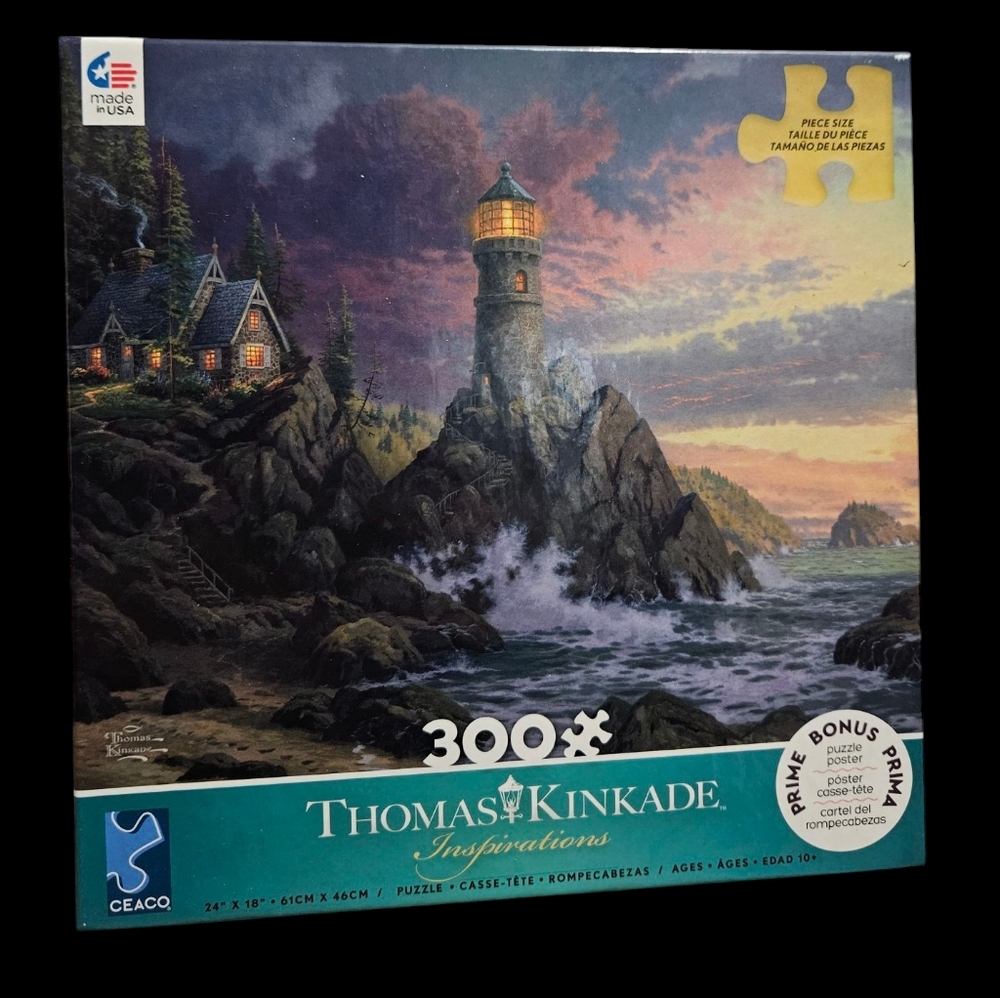 Thomas Kinkade "The Rock Of Salvation" Puzzle - Blue and Gold